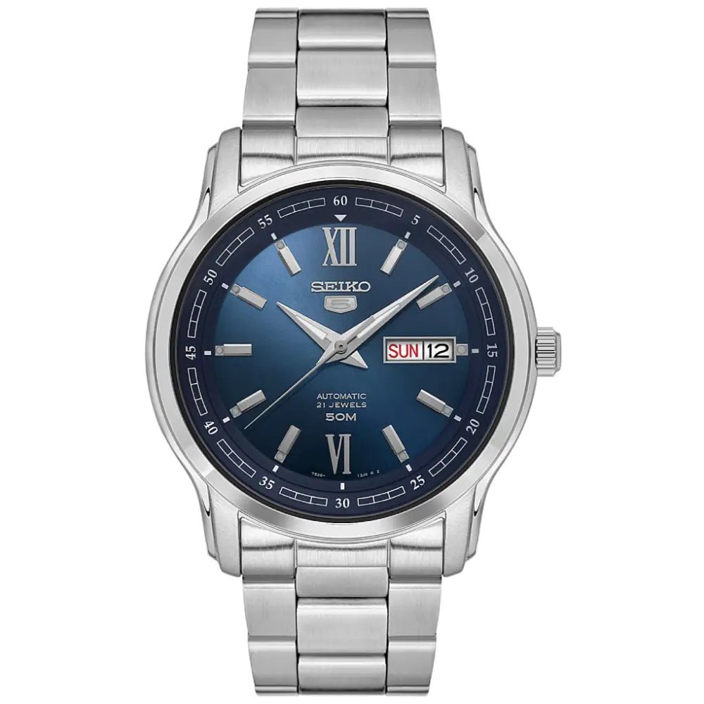 Seiko-Seiko 5 SNKP17K1 Automatic Blue Dial Stainless Steel Men's Watch-Wristbear-1