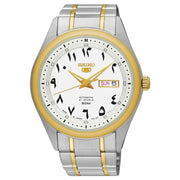 Seiko-Seiko 5 SNKP22J1 Automatic White Arabic Dial Two-Tone Stainless Steel Men's Watch-Wristbear-1