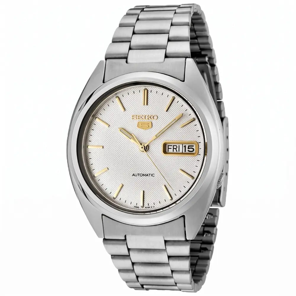 Seiko-Seiko 5 SNXG47K1 Automatic White Dial Stainless Steel Men's Watch-Wristbear-1