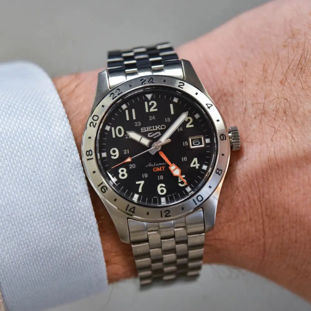 Seiko-Seiko 5 Sports Field GMT SSK023K1 Automatic Black Dial Stainless Steel Men's Watch-Wristbear-3