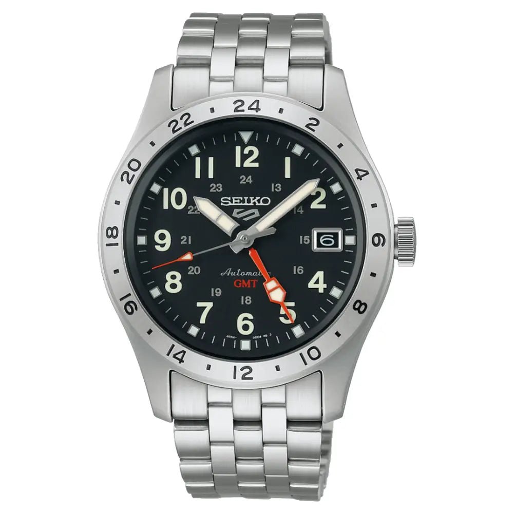 Seiko-Seiko 5 Sports Field GMT SSK023K1 Automatic Black Dial Stainless Steel Men's Watch-Wristbear-1