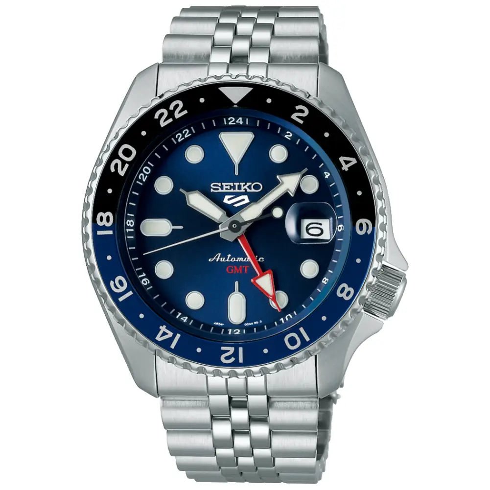 Seiko-Seiko 5 Sports SKX GMT SSK003K1 Automatic Blue Dial Stainless Steel Men's Watch-Wristbear-1
