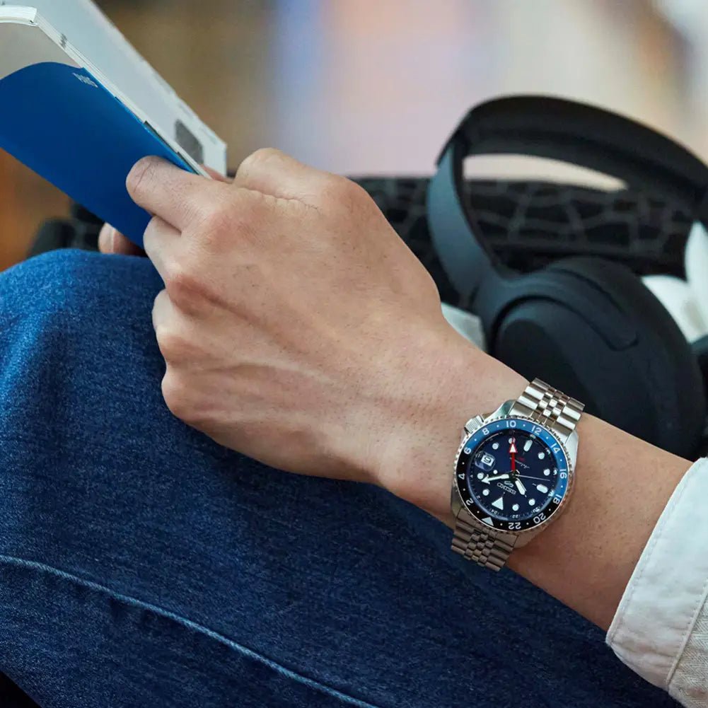 Seiko-Seiko 5 Sports SKX GMT SSK003K1 Automatic Blue Dial Stainless Steel Men's Watch-Wristbear-2