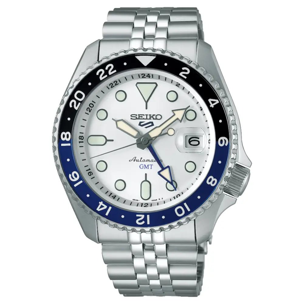 Seiko-Seiko 5 Sports SKX GMT SSK033K1 Automatic GMT White Dial Stainless Steel Men's Watch-Wristbear-1