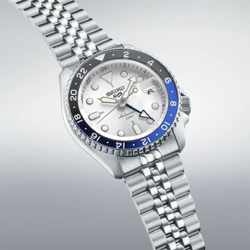 Seiko-Seiko 5 Sports SKX GMT SSK033K1 Automatic GMT White Dial Stainless Steel Men's Watch-Wristbear-3