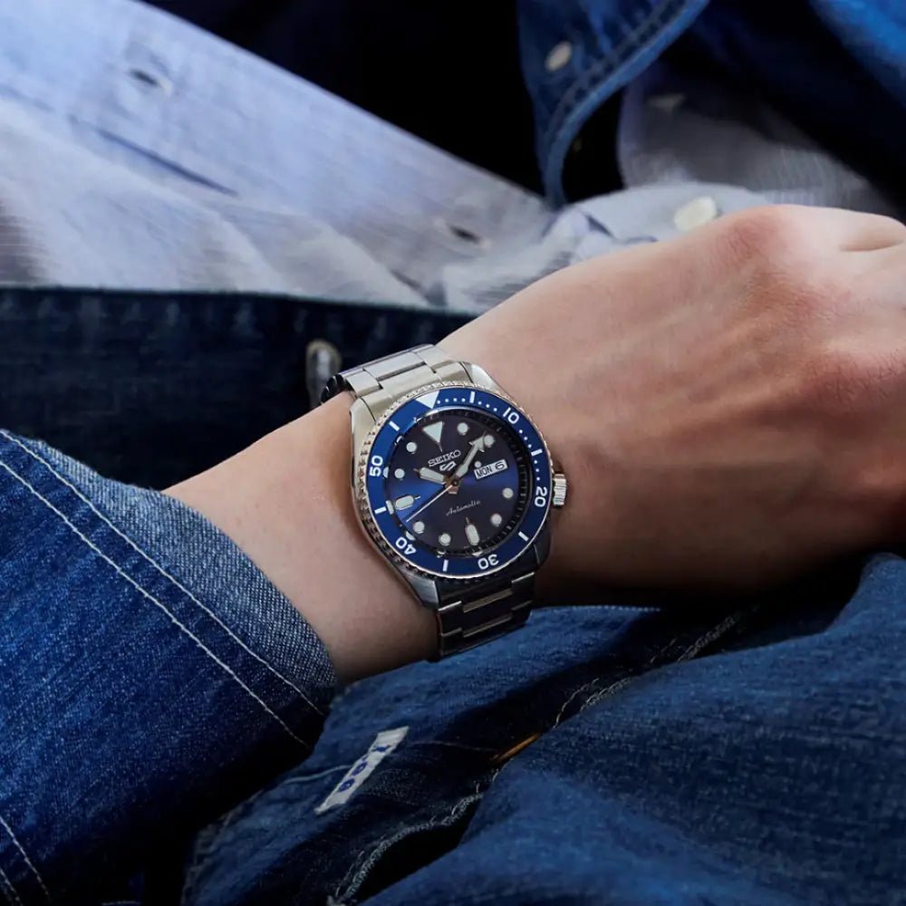 Seiko-Seiko 5 Sports SKX Series SRPD51K1 Automatic Blue Sunray Dial Stainless Steel Men's Watch-Wristbear-3