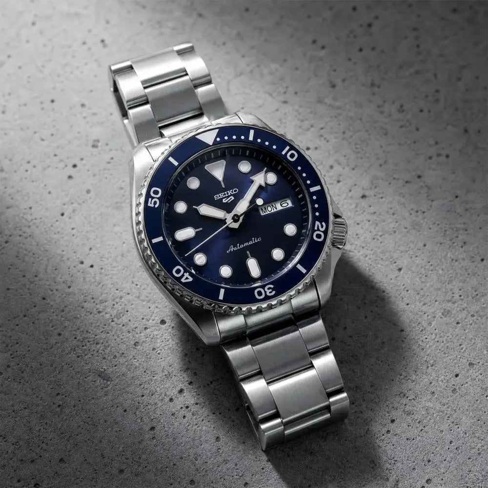 Seiko-Seiko 5 Sports SKX Series SRPD51K1 Automatic Blue Sunray Dial Stainless Steel Men's Watch-Wristbear-2