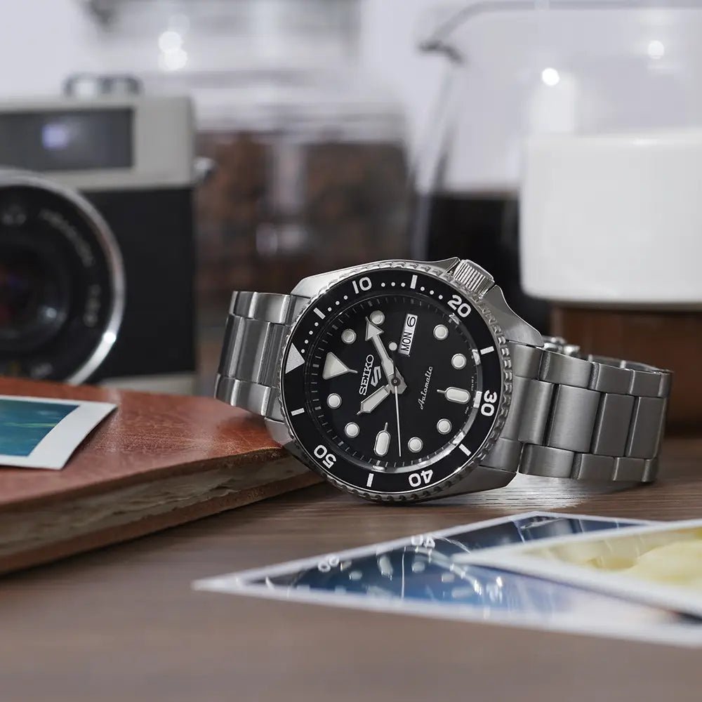 Seiko-Seiko 5 Sports SKX Series SRPD55K1 Automatic Black Dial Stainless Steel Men's Watch-Wristbear-3