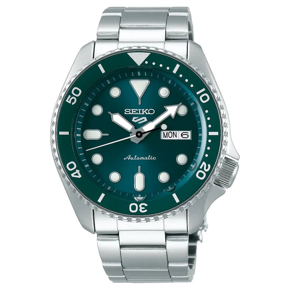 Seiko-Seiko 5 Sports SKX Series SRPD61K1 Automatic Green Sunray Dial Stainless Steel Men's Watch-Wristbear-1
