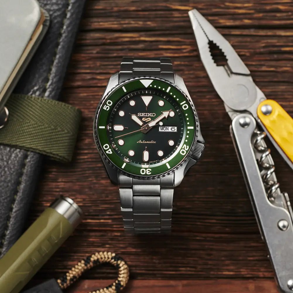 Seiko-Seiko 5 Sports SKX Series SRPD63K1 Automatic Green Dial Stainless Steel Men's Watch-Wristbear-3