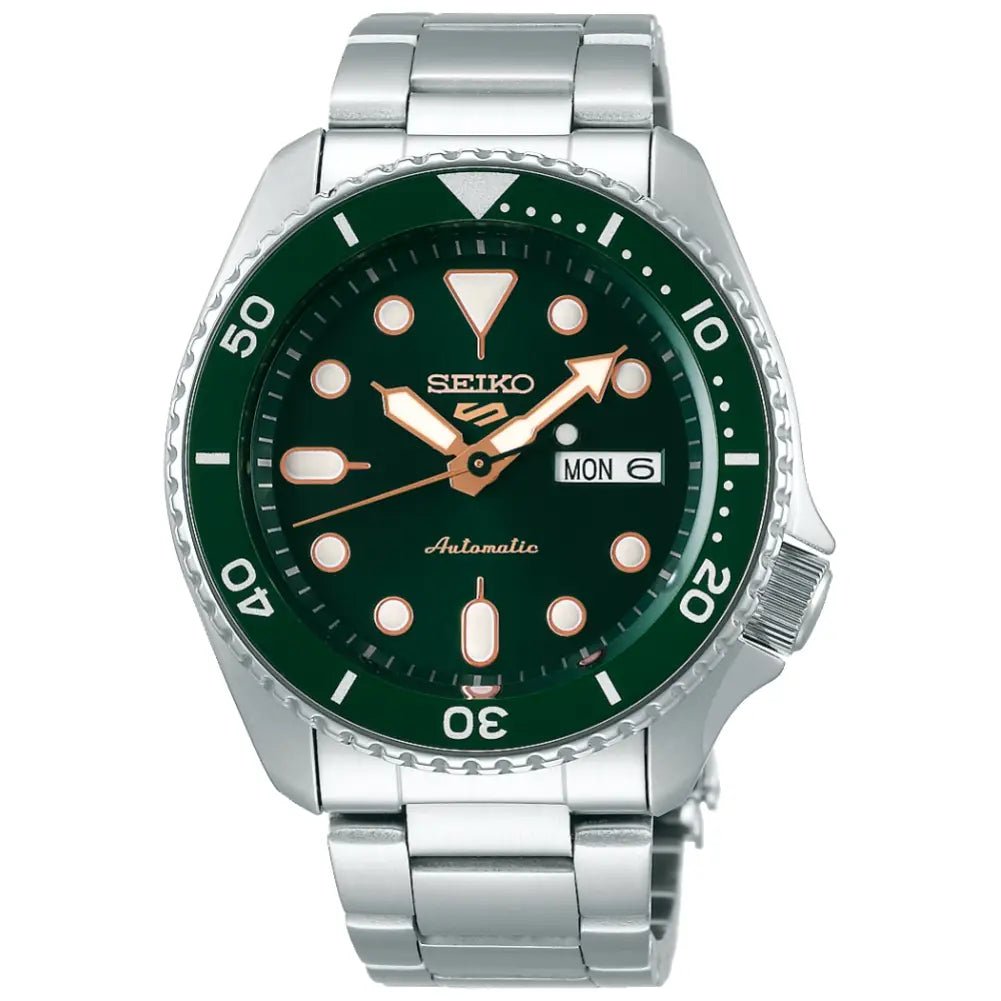Seiko-Seiko 5 Sports SKX Series SRPD63K1 Automatic Green Dial Stainless Steel Men's Watch-Wristbear-1