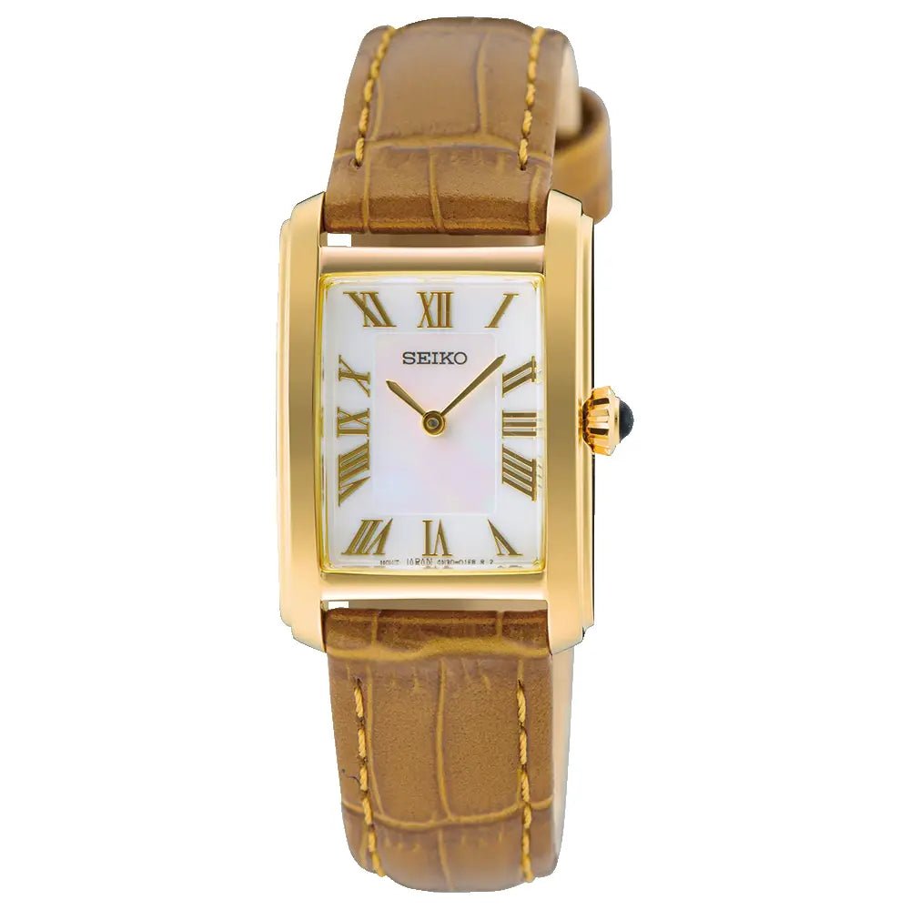 Seiko Classic SWR100P1 Quartz Mother-of-Pearl Dial Brown Leather Ladies Watch