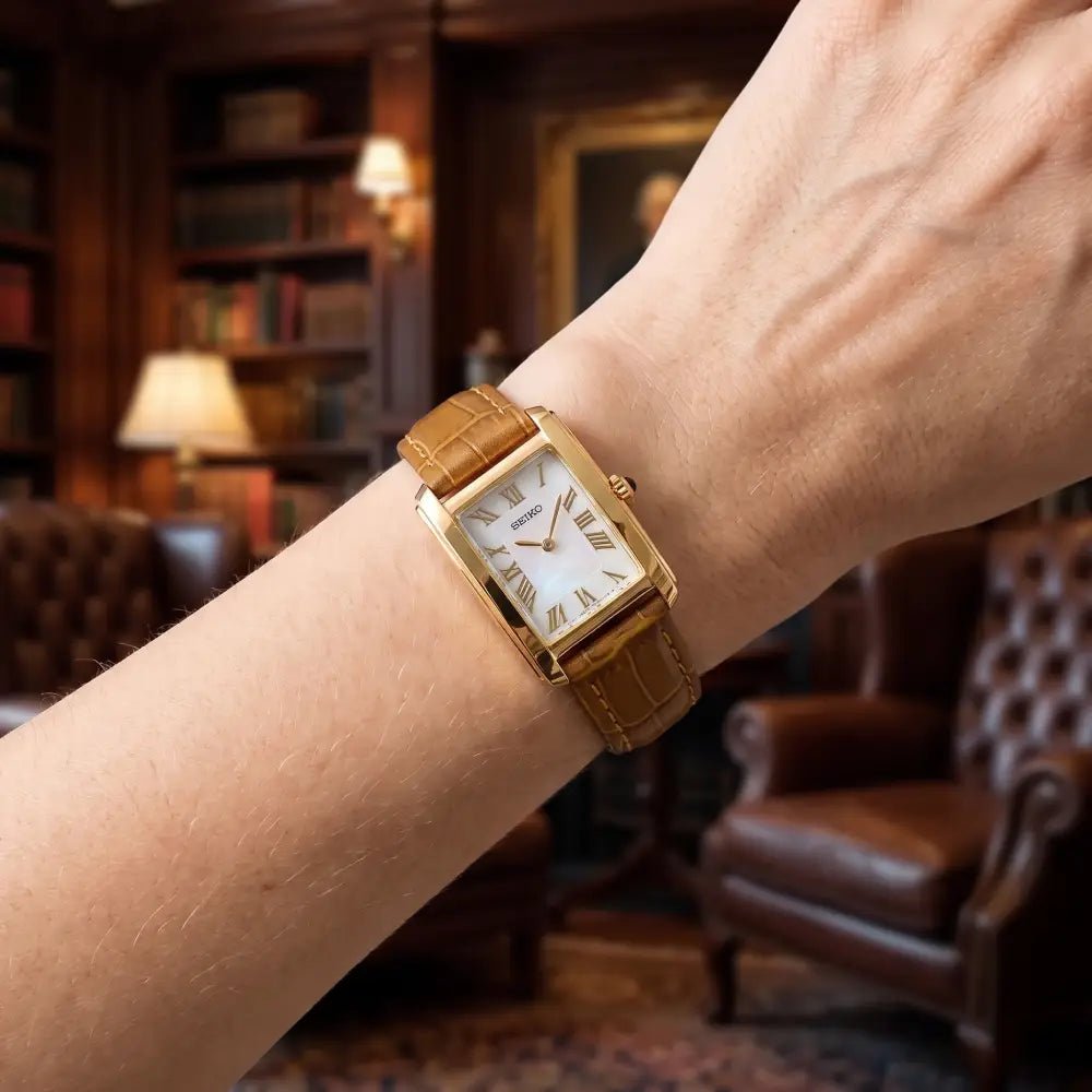Seiko Classic SWR100P1 Quartz Mother-of-Pearl Dial Brown Leather Ladies Watch – view 2