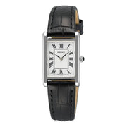 Seiko-Seiko Classic SWR107P1 Quartz White Dial Tank-Style Black Leather Strap Women's Watch-Wristbear-1