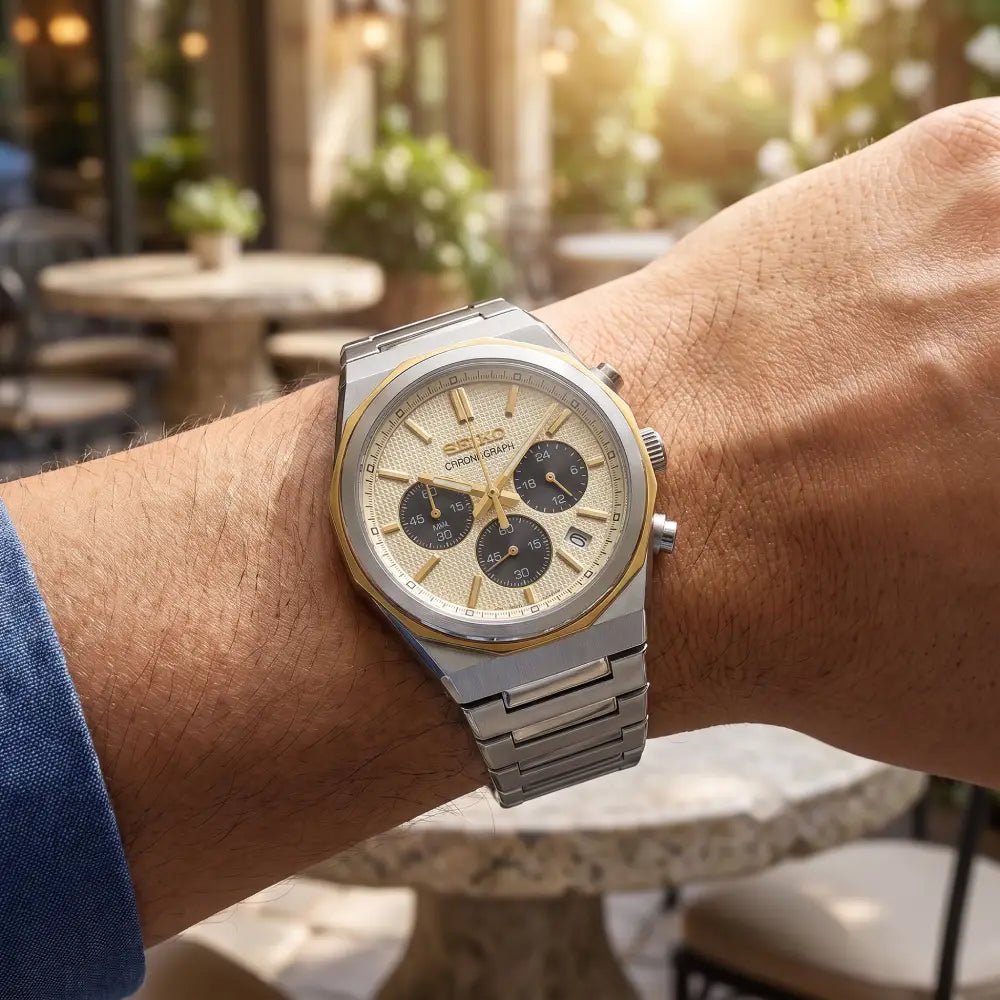Seiko-Seiko Conceptual HGK001P1 Chronograph Men's Quartz Champagne Dial Sapphire Watch-Wristbear-2