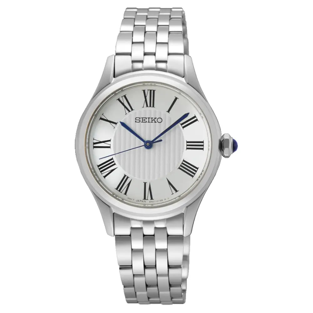 Seiko-Seiko Essentials SUR609P1 Quartz Silver Dial Stainless Steel Women's Watch-Wristbear-1