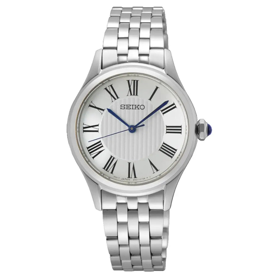 Seiko-Seiko Essentials SUR609P1 Quartz Silver Dial Stainless Steel Women's Watch-Wristbear-1