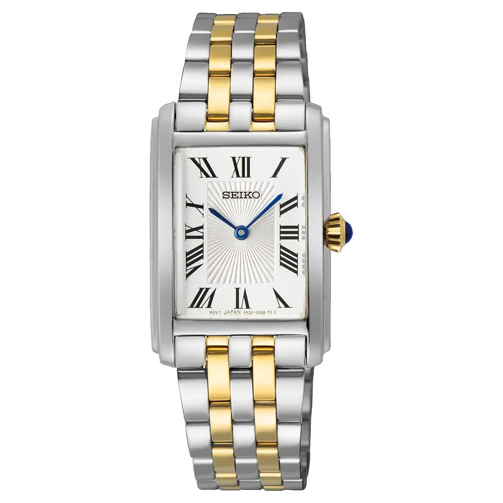 Seiko-Seiko Essentials SWR087P1 Quartz White Dial Two-Tone Stainless Steel Bracelet Women's Watch-Wristbear-1