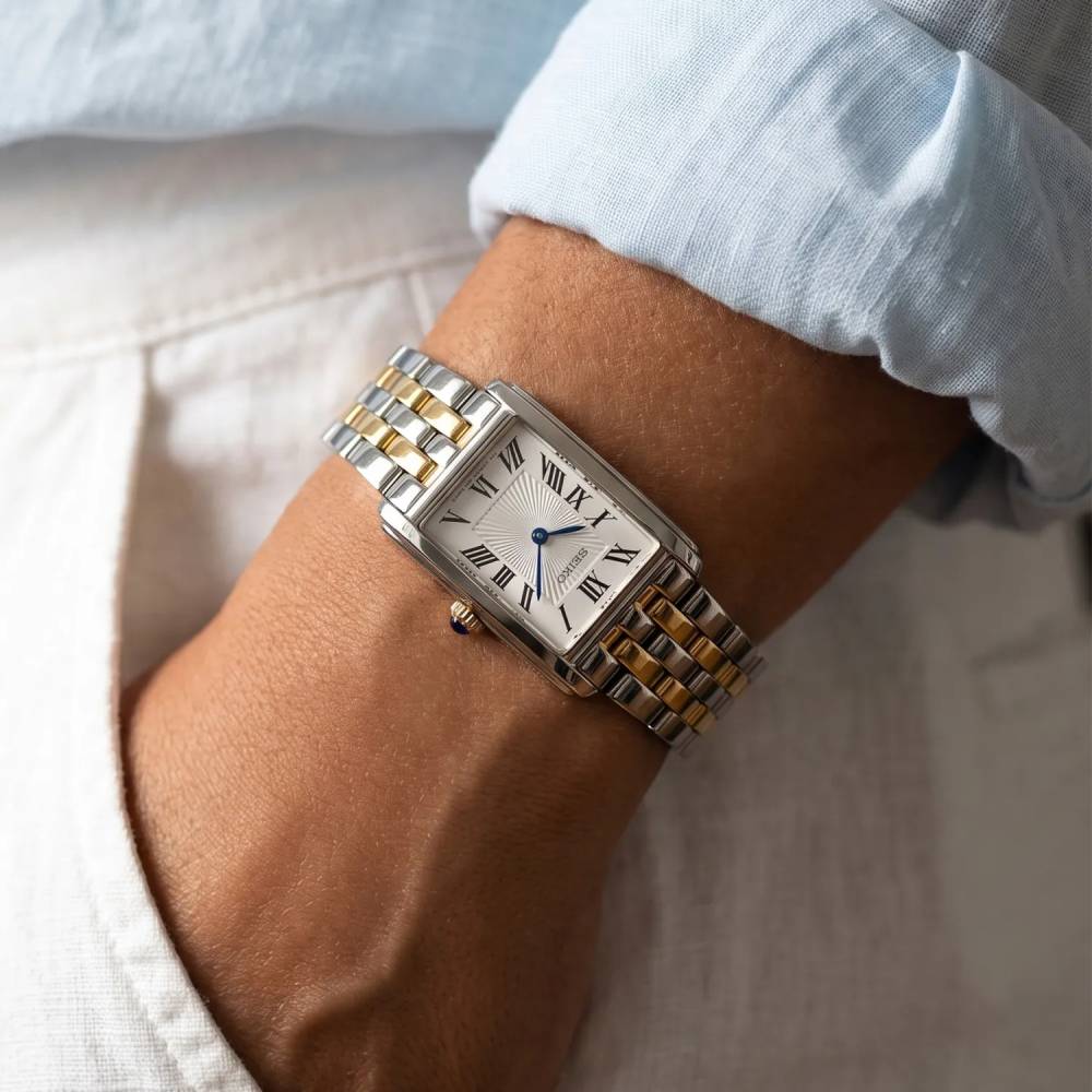 Seiko-Seiko Essentials SWR087P1 Quartz White Dial Two-Tone Stainless Steel Bracelet Women's Watch-Wristbear-2