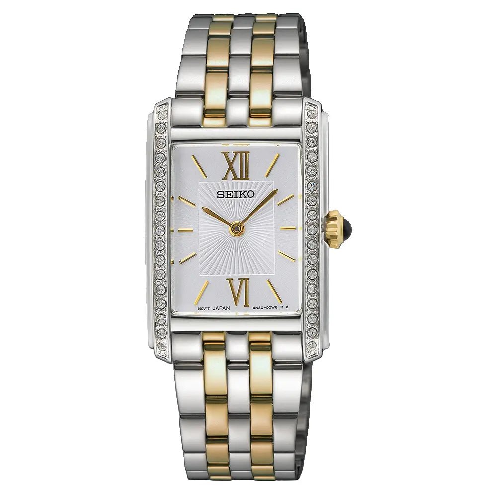 Seiko-Seiko Essentials SWR093P1 Quartz White Dial Two-Tone Stainless Steel Women's Watch-Wristbear-1