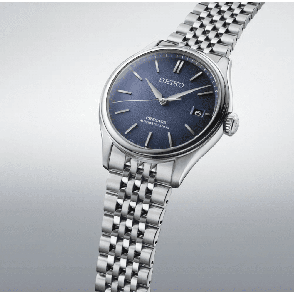 Seiko-Seiko Presage Classic Series SPB525 Automatic Ai-Iro Blue Textured Dial Stainless Steel Men's Watch-Wristbear-2