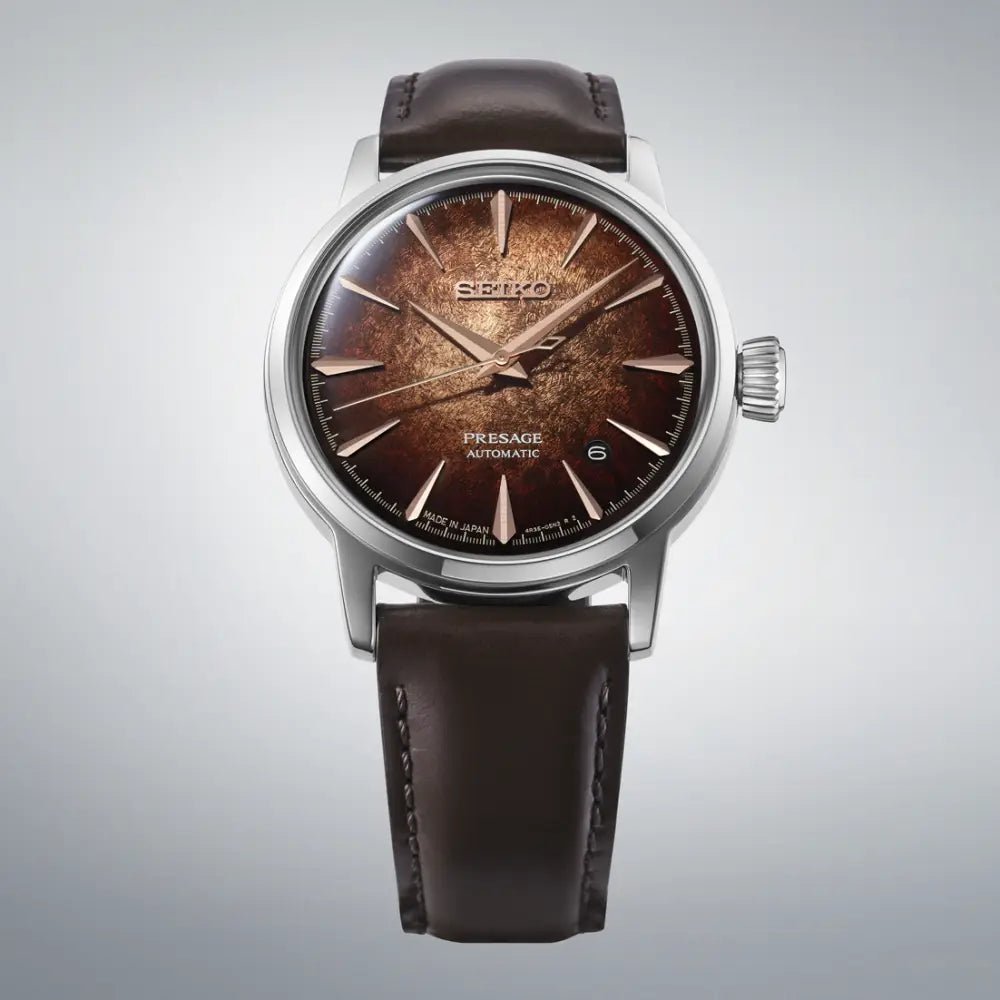 Seiko-Seiko Presage Cocktail Time HCB003J Automatic Brown Dial Leather Men's Watch-Wristbear-3