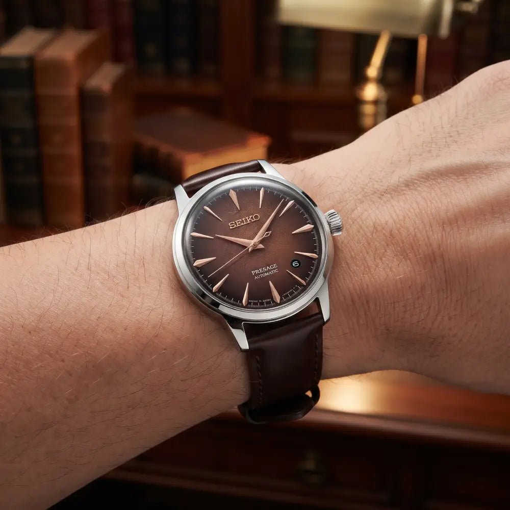 Seiko-Seiko Presage Cocktail Time HCB003J Automatic Brown Dial Leather Men's Watch-Wristbear-2
