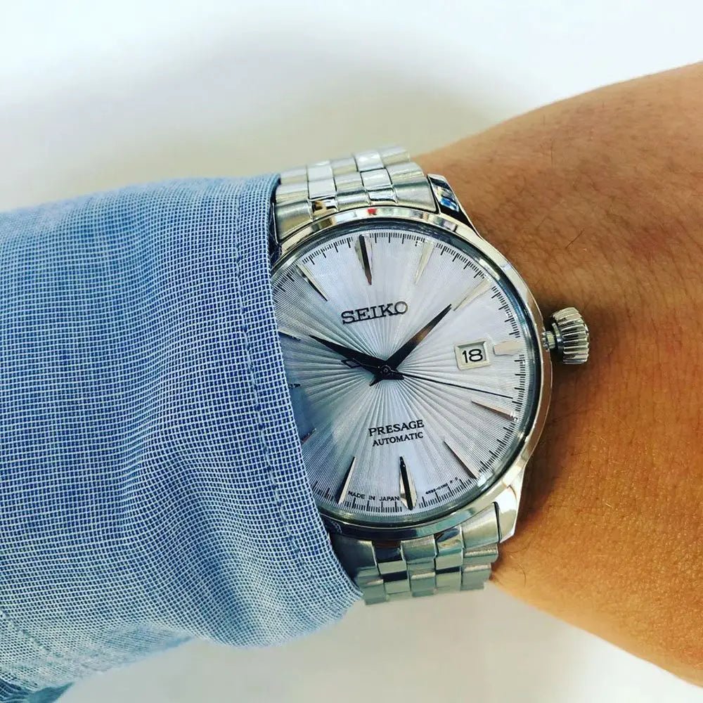 Seiko-Seiko Presage SARY161 SRPE19J1 Automatic Ice Blue Dial Stainless Steel Men's Watch-Wristbear-3
