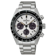 Seiko-Seiko Prospex Speedtimer SBDL125 Solar Chronograph White Textured Panda Dial Stainless Steel Men's Watch-Wristbear-1