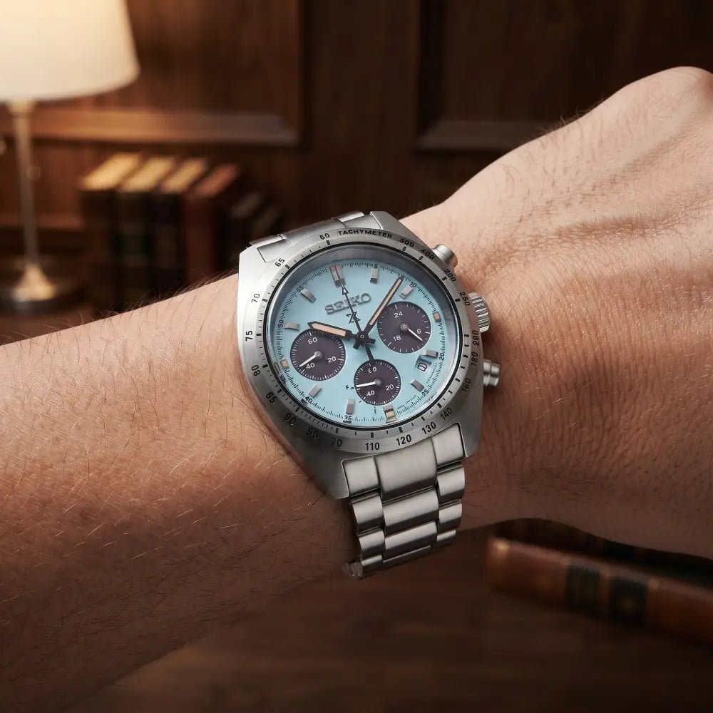 Seiko-Seiko Prospex Speedtimer SBDL129 (SSC965) Solar Chronograph Mint Green Dial Stainless Steel Men's Watch-Wristbear-2