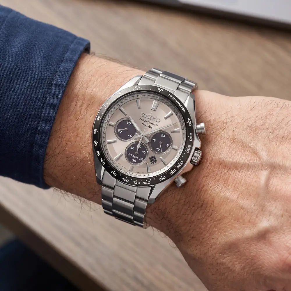 Seiko-Seiko Selection SBPY181 Chronograph Solar Grey Dial Stainless Steel Men's Watch-Wristbear-2