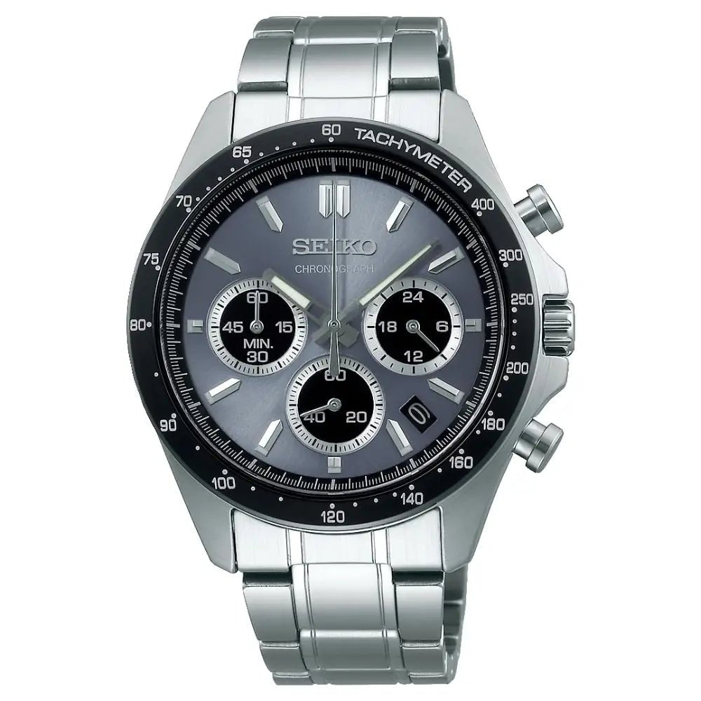 Seiko-Seiko Selection SBTR027 Quartz Chronograph Blue-Gray Dial Stainless Steel Men's Watch-Wristbear-1