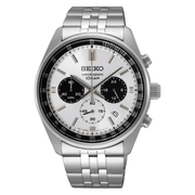 Seiko Chronograph SSB425P1 silver dial with black subdials on stainless steel bracelet