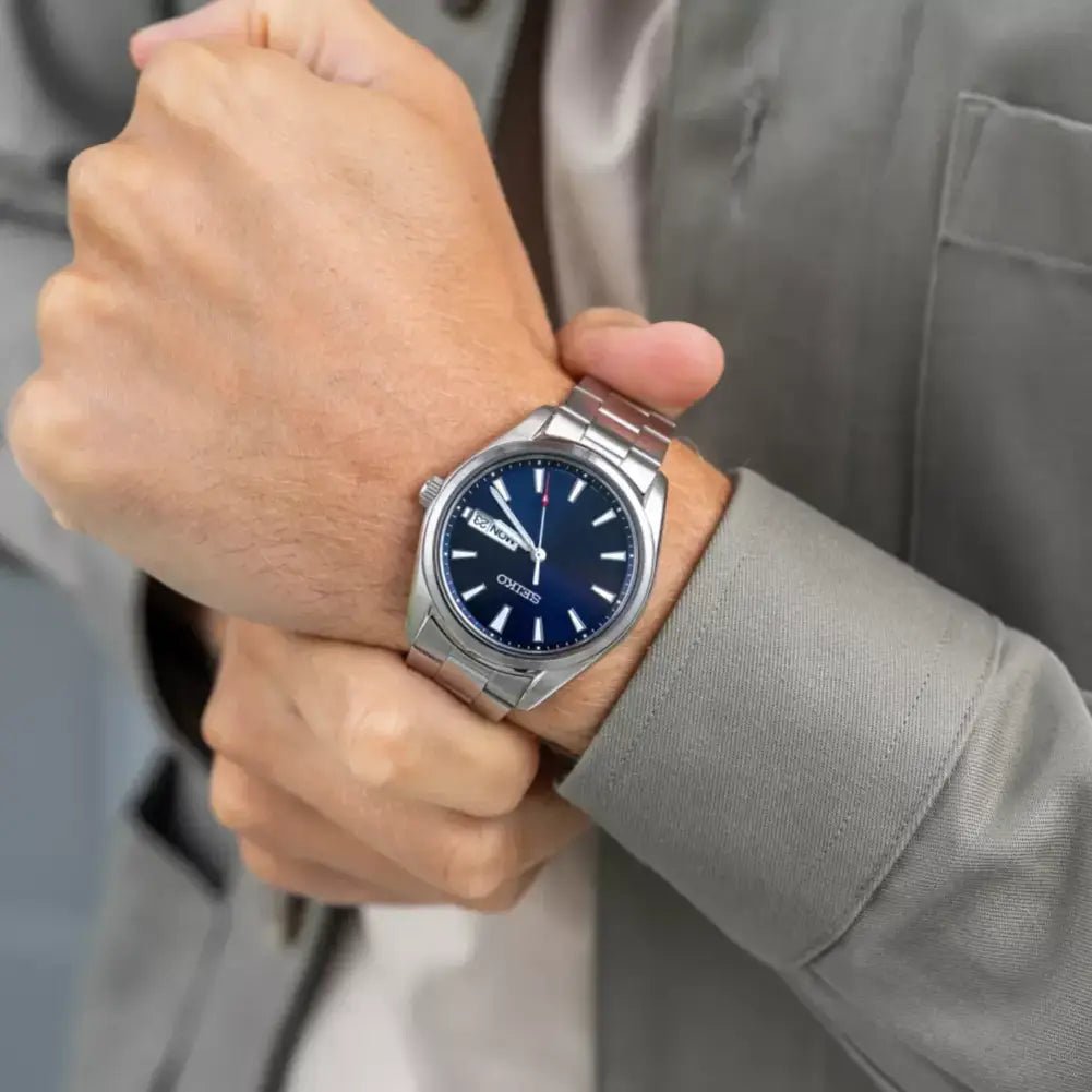 Seiko-Seiko SUR341P1 Quartz Blue Sunray Dial Stainless Steel Men's Watch-Wristbear-2