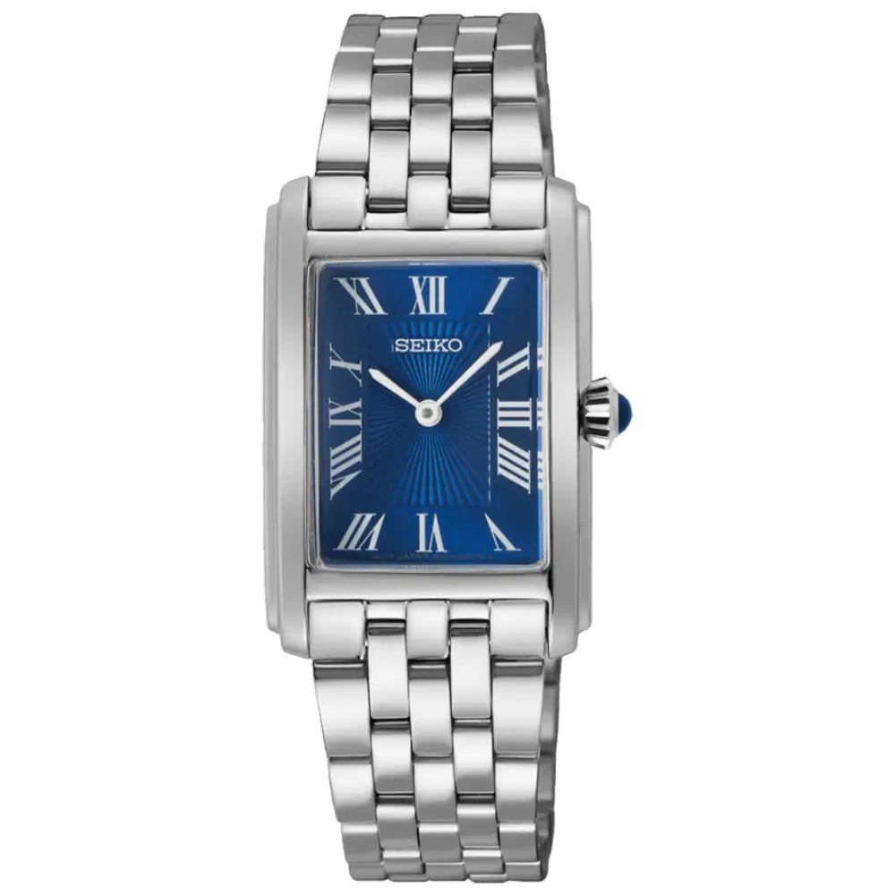 Seiko-Seiko SWR085P1 Women's Quartz Blue Roman Numeral Dial Stainless Steel Watch-Wristbear-1