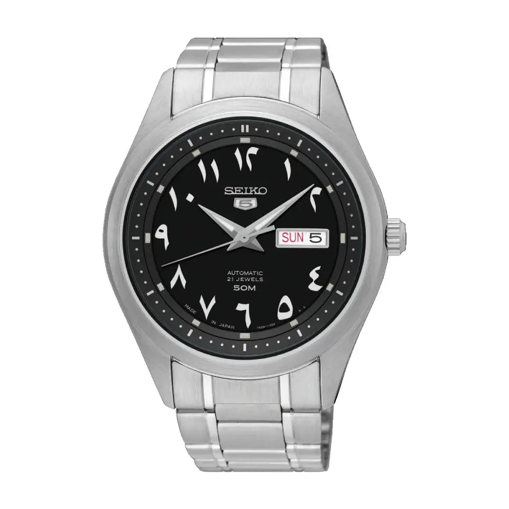 Seiko 5 SNKP21J1 Automatic Black Arabic Dial Stainless Steel Men’s Watch - shop_name SeikoSNKP21J1