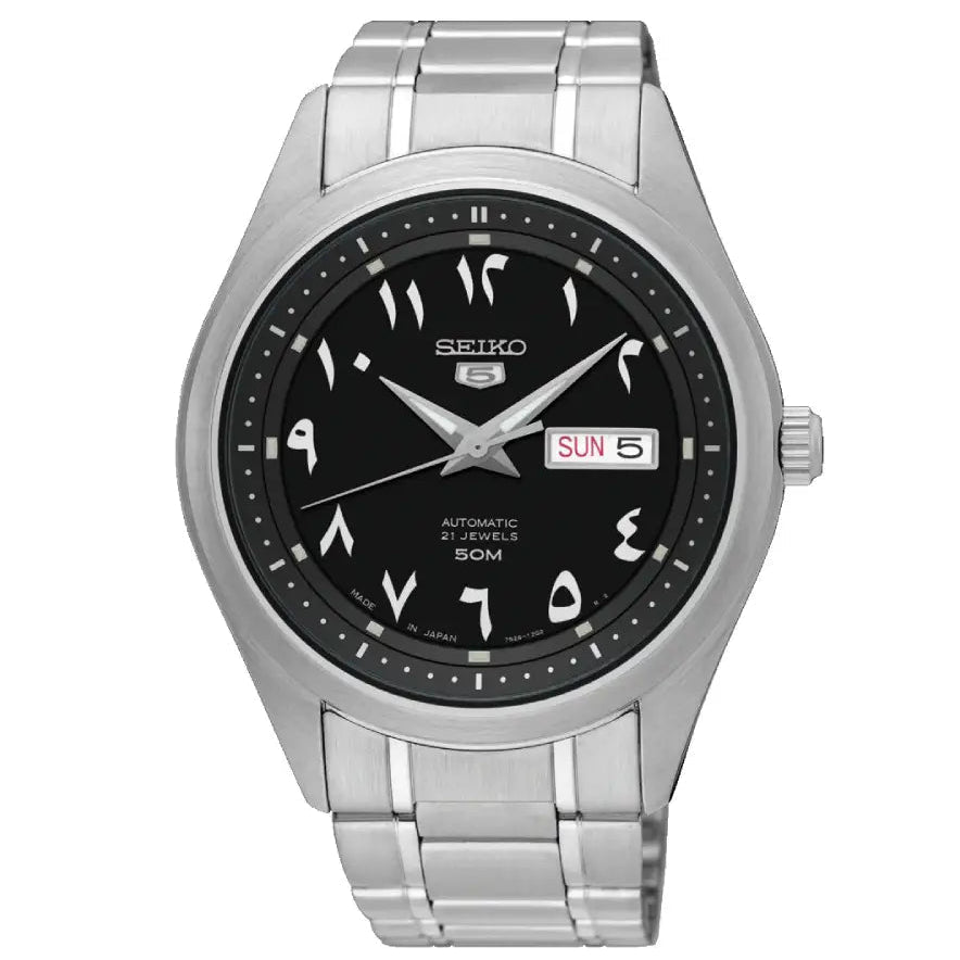 Seiko 5 SNKP21J1 Automatic Black Arabic Dial Stainless Steel Men’s Watch - shop_name SeikoSNKP21J1