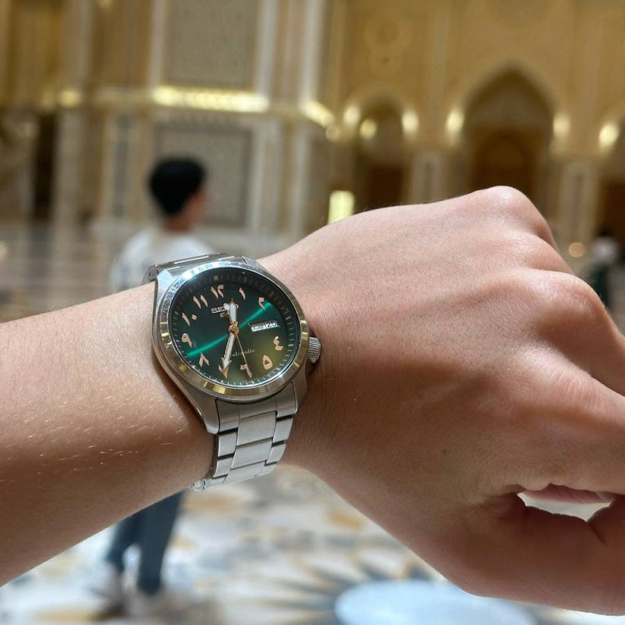 Seiko 5 Sports SRPH49K1 Rare Arabic Green Dial Stainless Steel Men's Watch - shop_name SeikoSRPH49K1