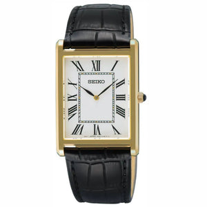 Seiko SWR104P1 Classic Tank-Style Quartz Dress Leather Strap Men's Watch - shop_name SeikoSWR104P1