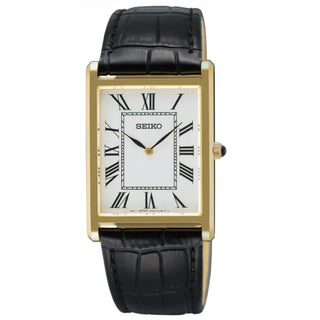 Seiko SWR104P1 Classic Tank-Style Quartz Dress Leather Strap Men's Watch - shop_name SeikoSWR104P1