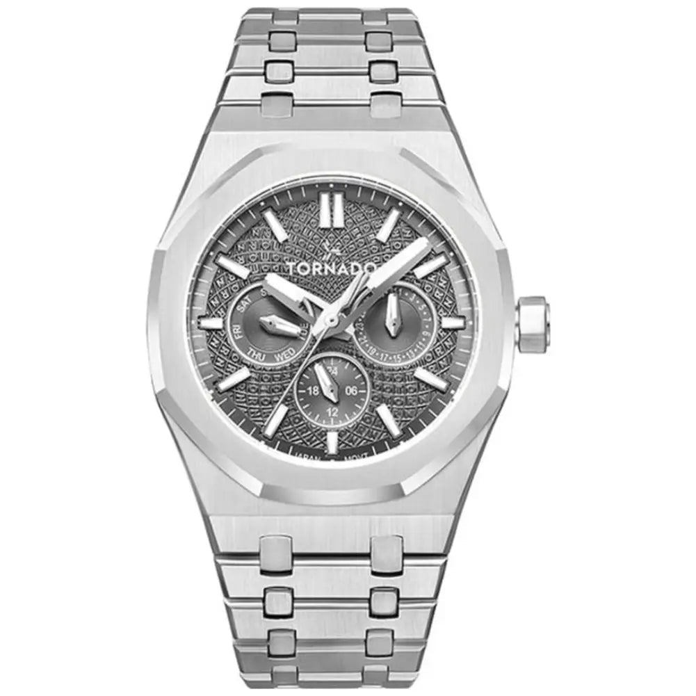 Tornado-TORNADO Aurora Nova T23104-SBSX Multi-Function Quartz Grey Dial Stainless Steel Bracelet Men's Watch-Wristbear-1