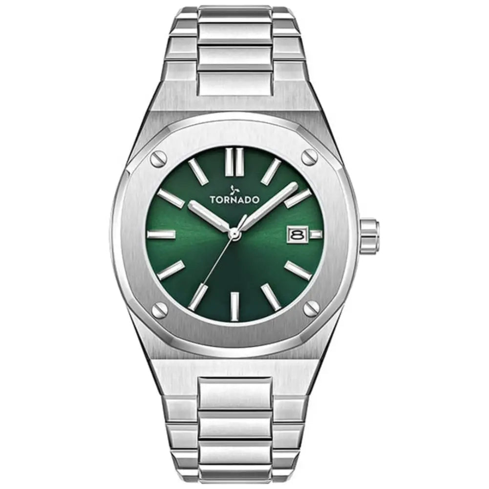 Tornado-TORNADO Aurora Twilight T23003-SBSH Analog Quartz Green Dial Stainless Steel Bracelet Men's Watch-Wristbear-1