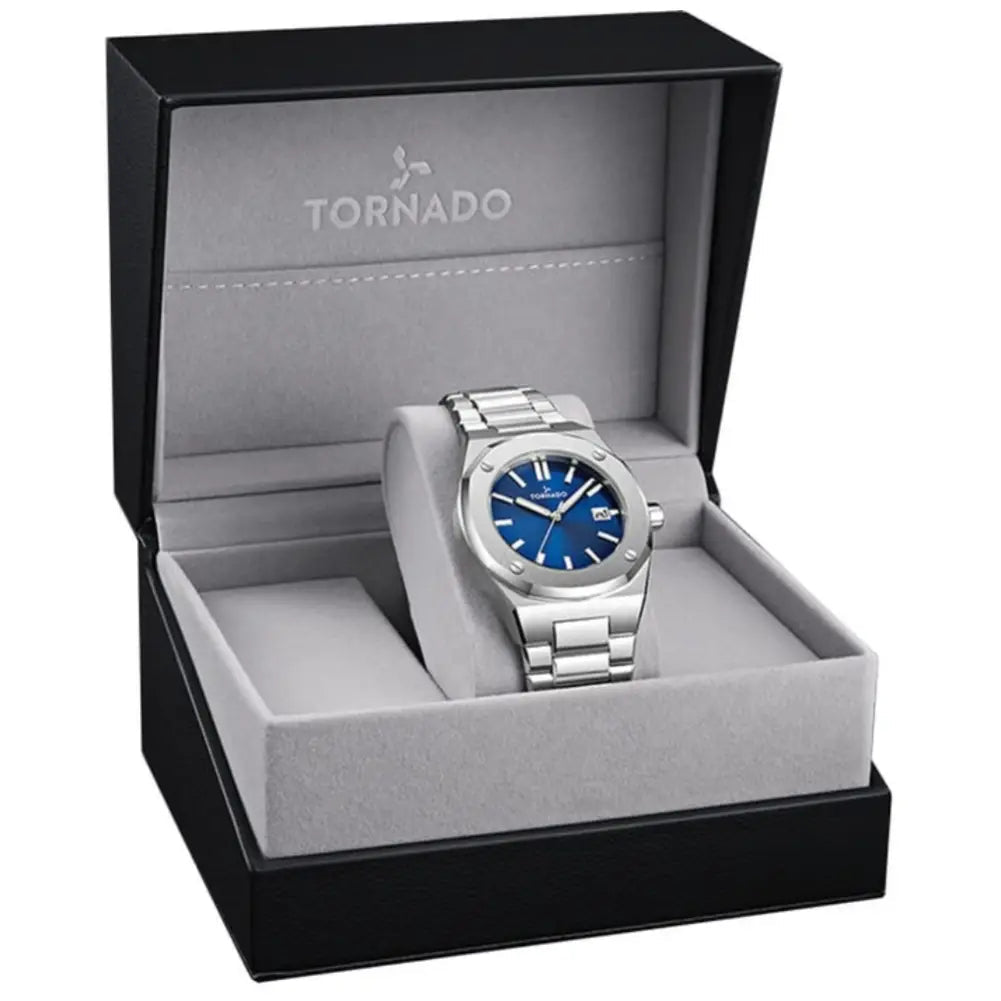 Tornado-TORNADO Aurora Twilight T23003-SBSN Analog Quartz Blue Dial Stainless Steel Bracelet Men's Watch-Wristbear-3