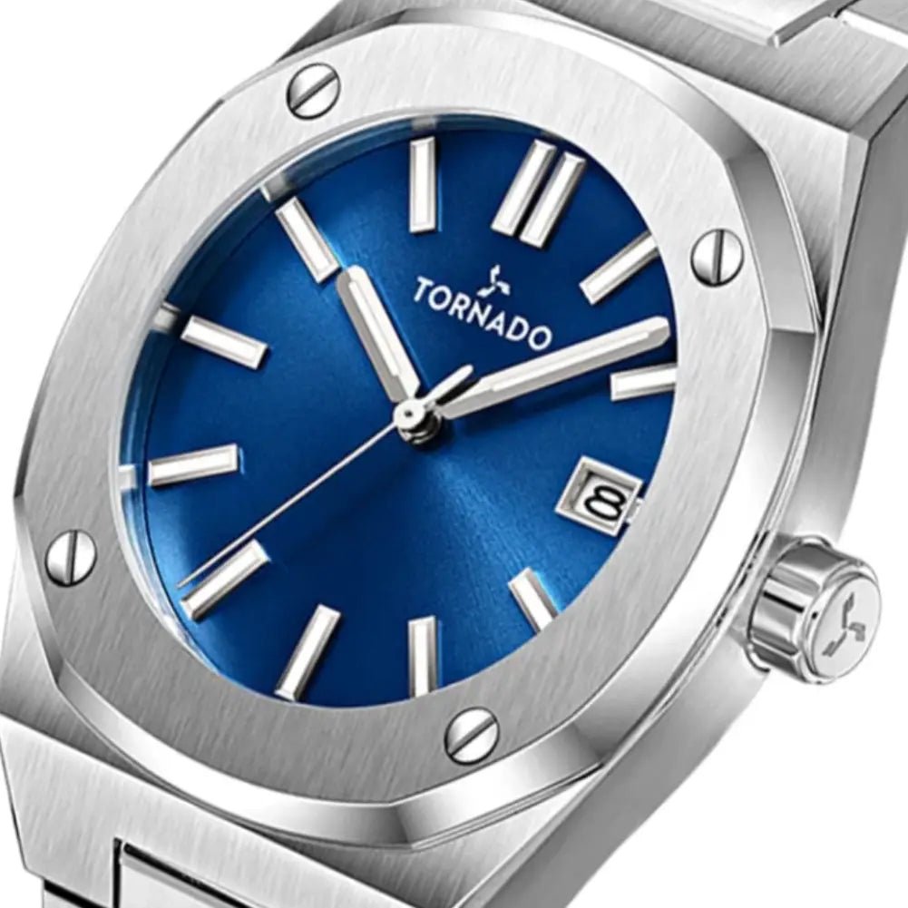 Tornado-TORNADO Aurora Twilight T23003-SBSN Analog Quartz Blue Dial Stainless Steel Bracelet Men's Watch-Wristbear-5