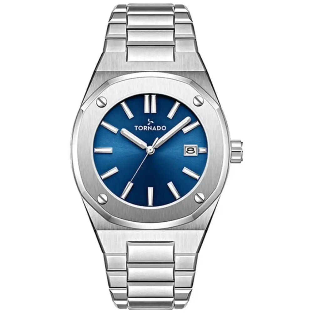 Tornado-TORNADO Aurora Twilight T23003-SBSN Analog Quartz Blue Dial Stainless Steel Bracelet Men's Watch-Wristbear-1
