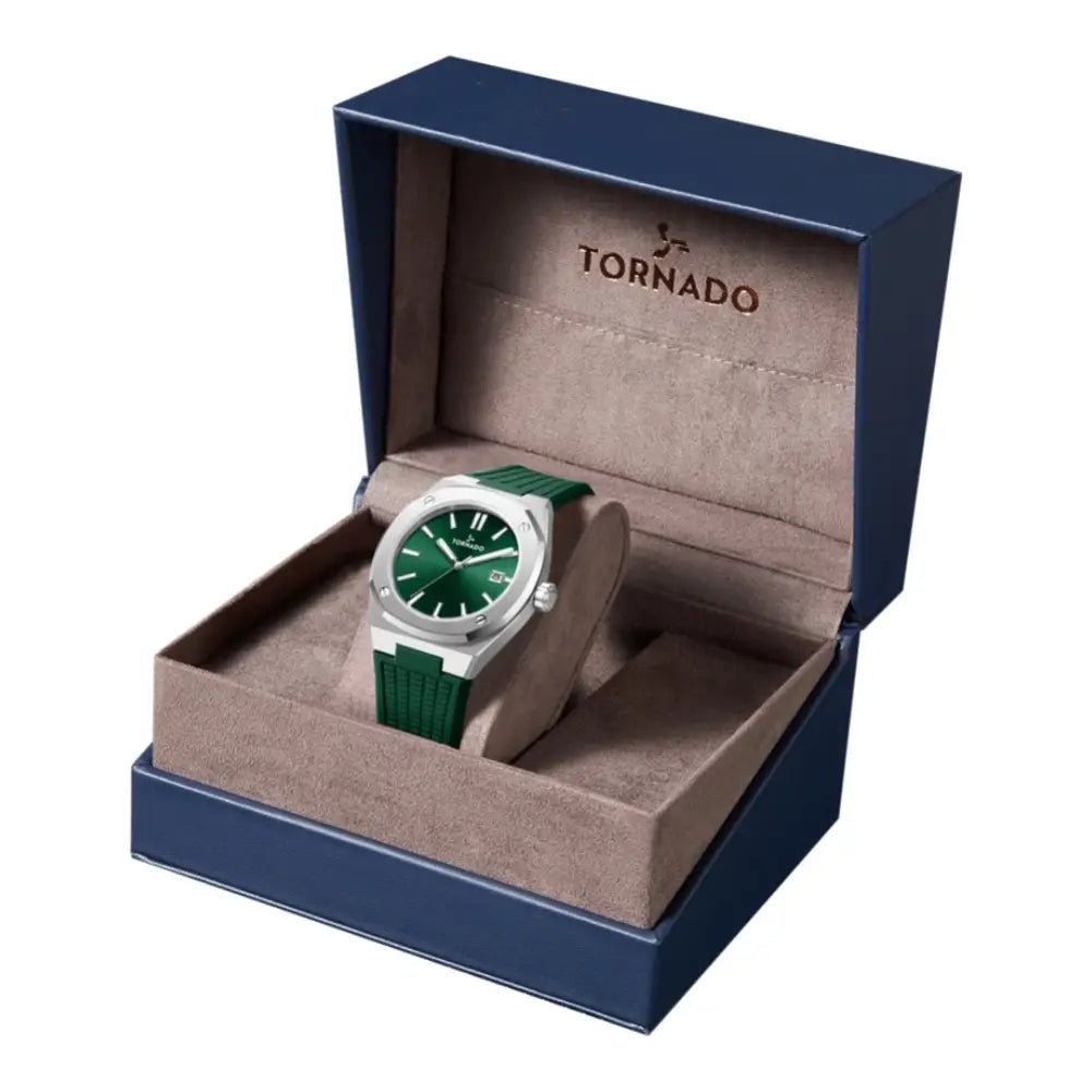 Tornado-TORNADO Aurora Twilight T23003-SSHH Analog Quartz Green Dial Silicone Strap Men's Watch-Wristbear-6