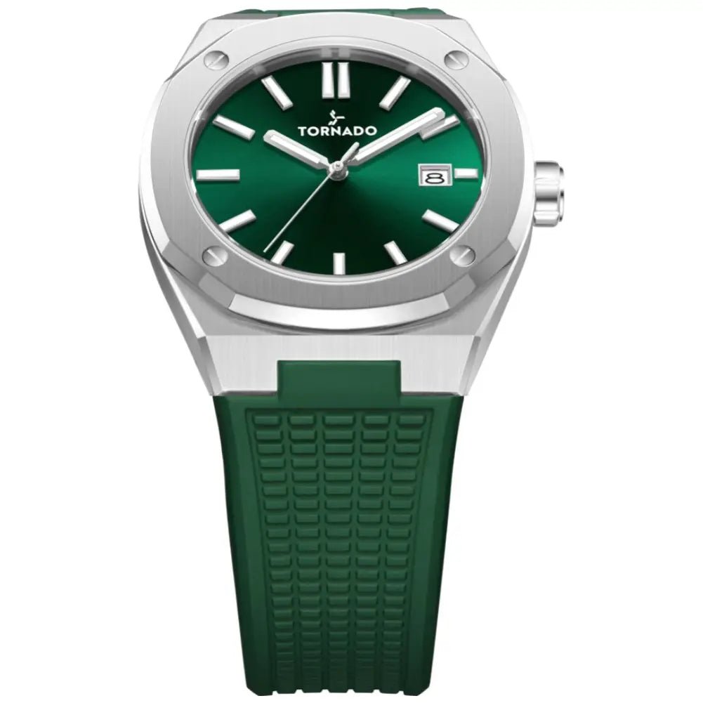 Tornado-TORNADO Aurora Twilight T23003-SSHH Analog Quartz Green Dial Silicone Strap Men's Watch-Wristbear-3