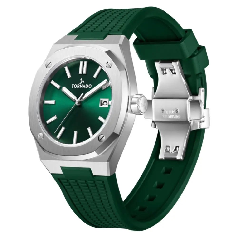 Tornado-TORNADO Aurora Twilight T23003-SSHH Analog Quartz Green Dial Silicone Strap Men's Watch-Wristbear-2