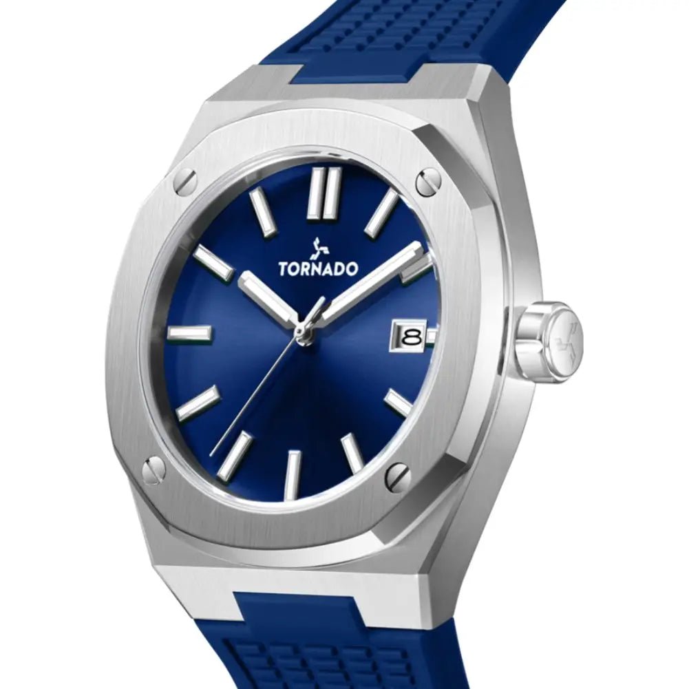 Tornado-TORNADO Aurora Twilight T23003-SSNN Analog Quartz Blue Dial Silicone Strap Men's Watch-Wristbear-4
