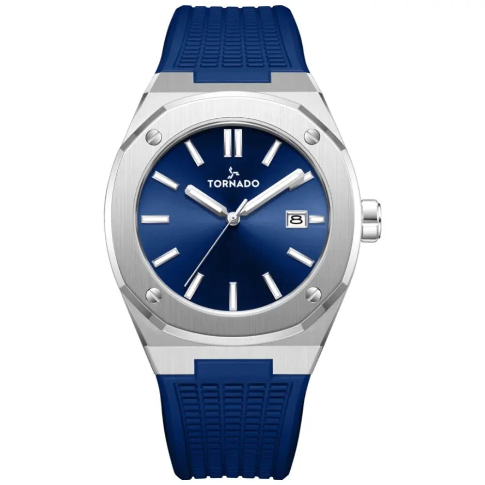 Tornado-TORNADO Aurora Twilight T23003-SSNN Analog Quartz Blue Dial Silicone Strap Men's Watch-Wristbear-1